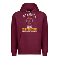Burgundy electrician gifts for men & funny electrical design t shirt Premium Hoodie - linhVisuals