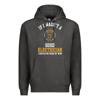Charcoal Heather electrician gifts for men & funny electrical design t shirt Premium Hoodie - linhVisuals