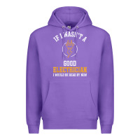 Purple electrician gifts for men & funny electrical design t shirt Premium Hoodie - linhVisuals