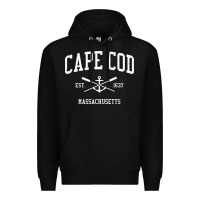 Black cape cod ma vintage crossed oars & boat anchor sports sweatshirt Premium Hoodie - linhVisuals