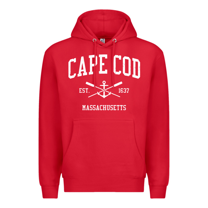 Cape Cod Ma Vintage Crossed Oars & Boat Anchor Sports Sweatshirt Premium Hoodie by linhVisuals | Teevron