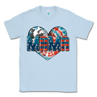 Dusty Blue American Mama heart Classic Tee - FaDigitalArtStudio