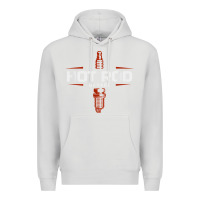 Dove Grey hot rod garage custom retro classic car spark plug t shirt Premium Hoodie - linhVisuals