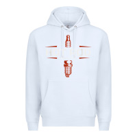 White hot rod garage custom retro classic car spark plug t shirt Premium Hoodie - linhVisuals