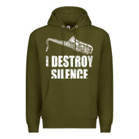 Army Green Saxophone I Destroy Silence Saxophonist | For Musicians Premium Hoodie - linhVisuals