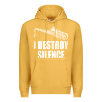 Mustard Saxophone I Destroy Silence Saxophonist | For Musicians Premium Hoodie - linhVisuals