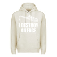 Oatmeal Heather Saxophone I Destroy Silence Saxophonist | For Musicians Premium Hoodie - linhVisuals