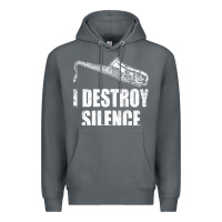 Rock Saxophone I Destroy Silence Saxophonist | For Musicians Premium Hoodie - linhVisuals