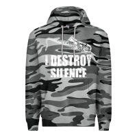 Slate Camo Saxophone I Destroy Silence Saxophonist | For Musicians Premium Hoodie - linhVisuals