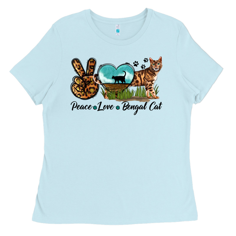 Peace Love Bengal Cat Ladies Tee by LillyAllenDesigns | Teevron