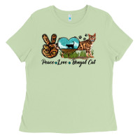 Matcha Peace Love Bengal Cat Ladies Tee - LillyAllenDesigns
