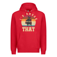 Red id smoke that funny smoked pork meat lover bbq gift barbecue t shirt Premium Hoodie - linhVisuals