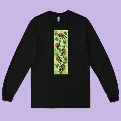 Dinosaur Parasaurolophus Pen Wrap Long Sleeve Tee Designed By Artiststas