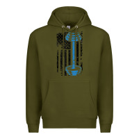 Army Green american flag gym and fitness  weight lifting gift t shirt Premium Hoodie - linhVisuals