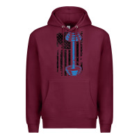Burgundy american flag gym and fitness  weight lifting gift t shirt Premium Hoodie - linhVisuals