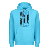 Ocean Blue american flag gym and fitness  weight lifting gift t shirt Premium Hoodie - linhVisuals