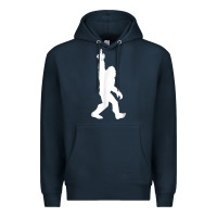 Navy funny bigfoot middle finger for squatch believers t shirt Premium Hoodie - linhVisuals