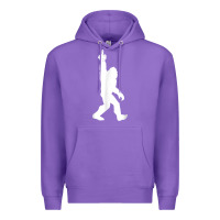 Purple funny bigfoot middle finger for squatch believers t shirt Premium Hoodie - linhVisuals