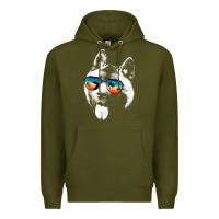 Army Green american akita shirts with glasses sunglasses retro style t shirt Premium Hoodie - linhVisuals