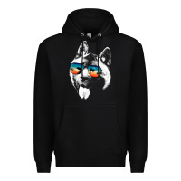 Black american akita shirts with glasses sunglasses retro style t shirt Premium Hoodie - linhVisuals