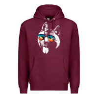 Burgundy american akita shirts with glasses sunglasses retro style t shirt Premium Hoodie - linhVisuals