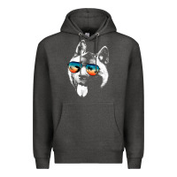 Charcoal Heather american akita shirts with glasses sunglasses retro style t shirt Premium Hoodie - linhVisuals