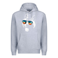 Heather Grey american akita shirts with glasses sunglasses retro style t shirt Premium Hoodie - linhVisuals