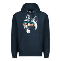 Navy american akita shirts with glasses sunglasses retro style t shirt Premium Hoodie - linhVisuals