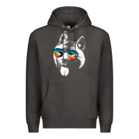 Smoke american akita shirts with glasses sunglasses retro style t shirt Premium Hoodie - linhVisuals