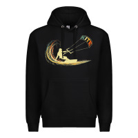 Black kite kiteboarding kiting kitesurfing kitesurf gift premium t shirt Premium Hoodie - linhVisuals