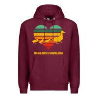 Burgundy mama duck mother of 3 duckling funny mom mommy animal lover t shirt Premium Hoodie - linhVisuals
