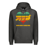 Charcoal Heather mama duck mother of 3 duckling funny mom mommy animal lover t shirt Premium Hoodie - linhVisuals