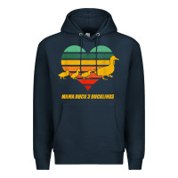 Navy mama duck mother of 3 duckling funny mom mommy animal lover t shirt Premium Hoodie - linhVisuals