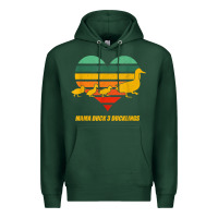 Sports Green mama duck mother of 3 duckling funny mom mommy animal lover t shirt Premium Hoodie - linhVisuals