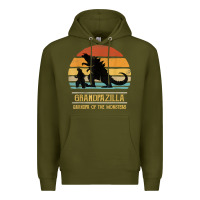 Army Green mens grandpazilla grandpa of monsters retro halloween christmas t shir Premium Hoodie - linhVisuals