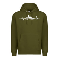 Army Green great recumbent bike heartbeat design cycling t shirt Premium Hoodie - linhVisuals