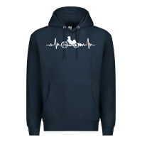 Navy great recumbent bike heartbeat design cycling t shirt Premium Hoodie - linhVisuals