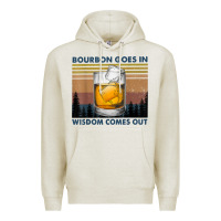 Oatmeal Heather bourbon goes in wisdom comes out vintage t shirt Premium Hoodie - linhVisuals