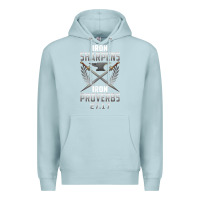 Blue Mist iron sharpens iron quote proverbs 2717 christian cool gift t shirt Premium Hoodie - linhVisuals