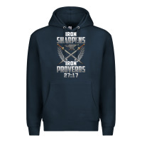 Navy iron sharpens iron quote proverbs 2717 christian cool gift t shirt Premium Hoodie - linhVisuals