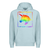 Blue Mist feeling magical but also stabby unicorn rainbow t shirt Premium Hoodie - linhVisuals