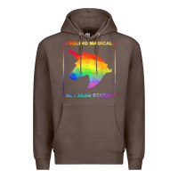 Coffee feeling magical but also stabby unicorn rainbow t shirt Premium Hoodie - linhVisuals