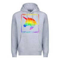 Heather Grey feeling magical but also stabby unicorn rainbow t shirt Premium Hoodie - linhVisuals