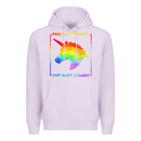 Lilac feeling magical but also stabby unicorn rainbow t shirt Premium Hoodie - linhVisuals