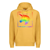 Mustard feeling magical but also stabby unicorn rainbow t shirt Premium Hoodie - linhVisuals