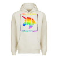 Oatmeal Heather feeling magical but also stabby unicorn rainbow t shirt Premium Hoodie - linhVisuals