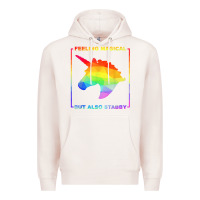 Pale Pink feeling magical but also stabby unicorn rainbow t shirt Premium Hoodie - linhVisuals