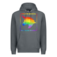 Rock feeling magical but also stabby unicorn rainbow t shirt Premium Hoodie - linhVisuals