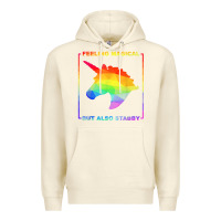 Sandshell feeling magical but also stabby unicorn rainbow t shirt Premium Hoodie - linhVisuals