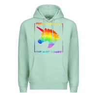 Seafoam feeling magical but also stabby unicorn rainbow t shirt Premium Hoodie - linhVisuals